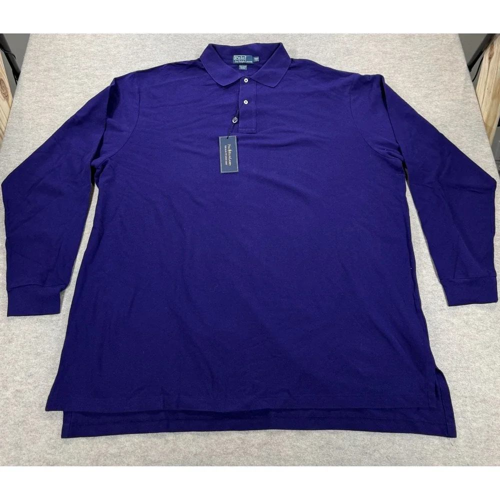 Polo Ralph Lauren Long Sleeve Polo Shirt Mens 3XLT Purple Golf Collared Pullover